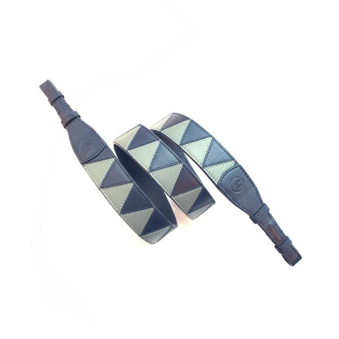 Sharktooth Bag Strap in Veg. Tanned Leather - Blue & Khaki